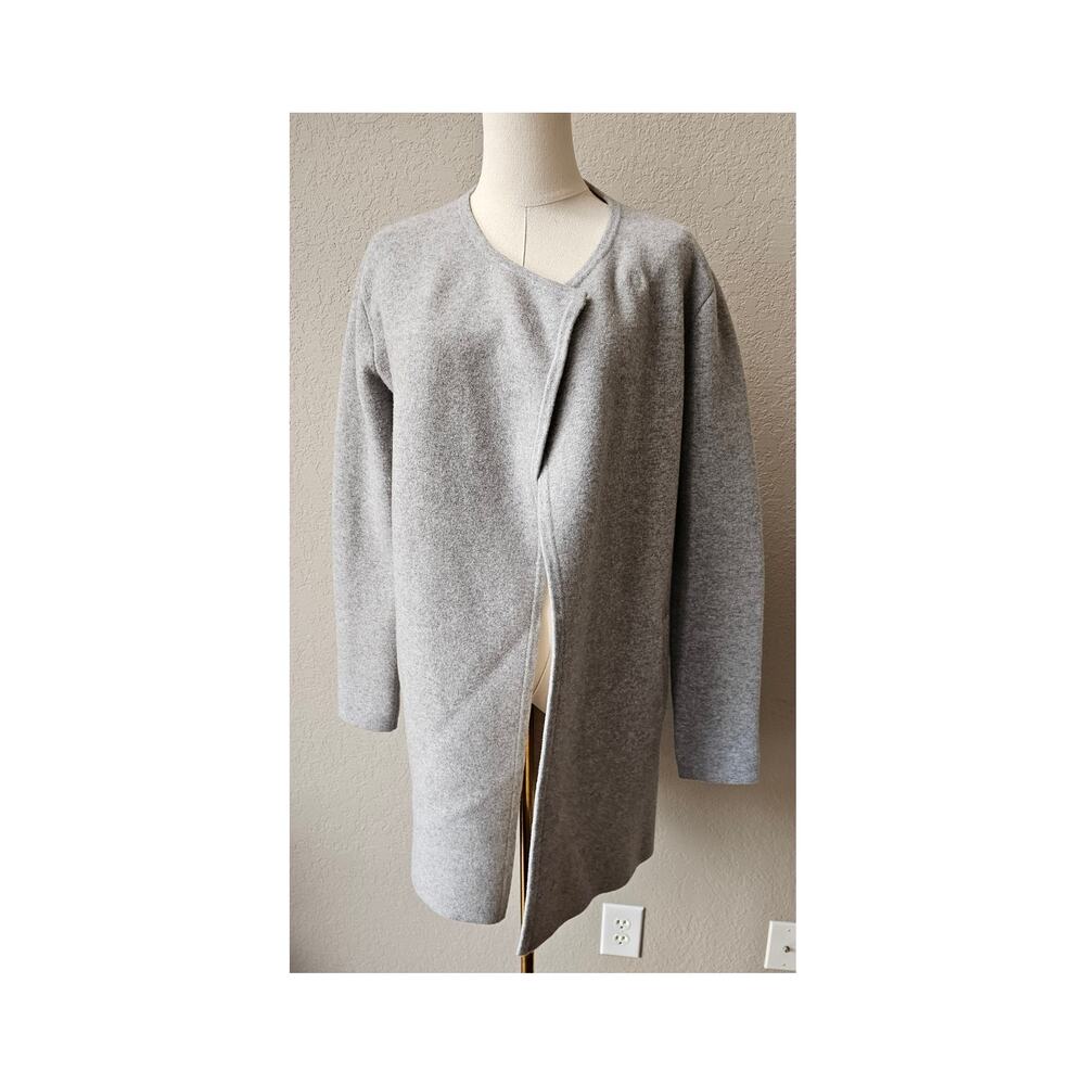 Theory Women's‎ Gray Solid Wool Long Sleeve Open Front Sweater Coat Size Small